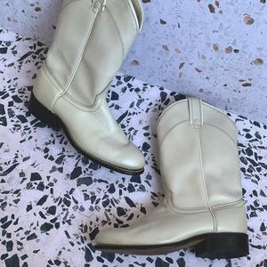 Pearl White Roper Cowboy Boots